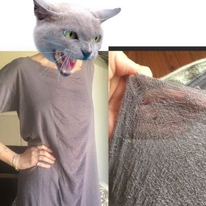 Raquel Allegra Delicately Distressed Gray Tshirt